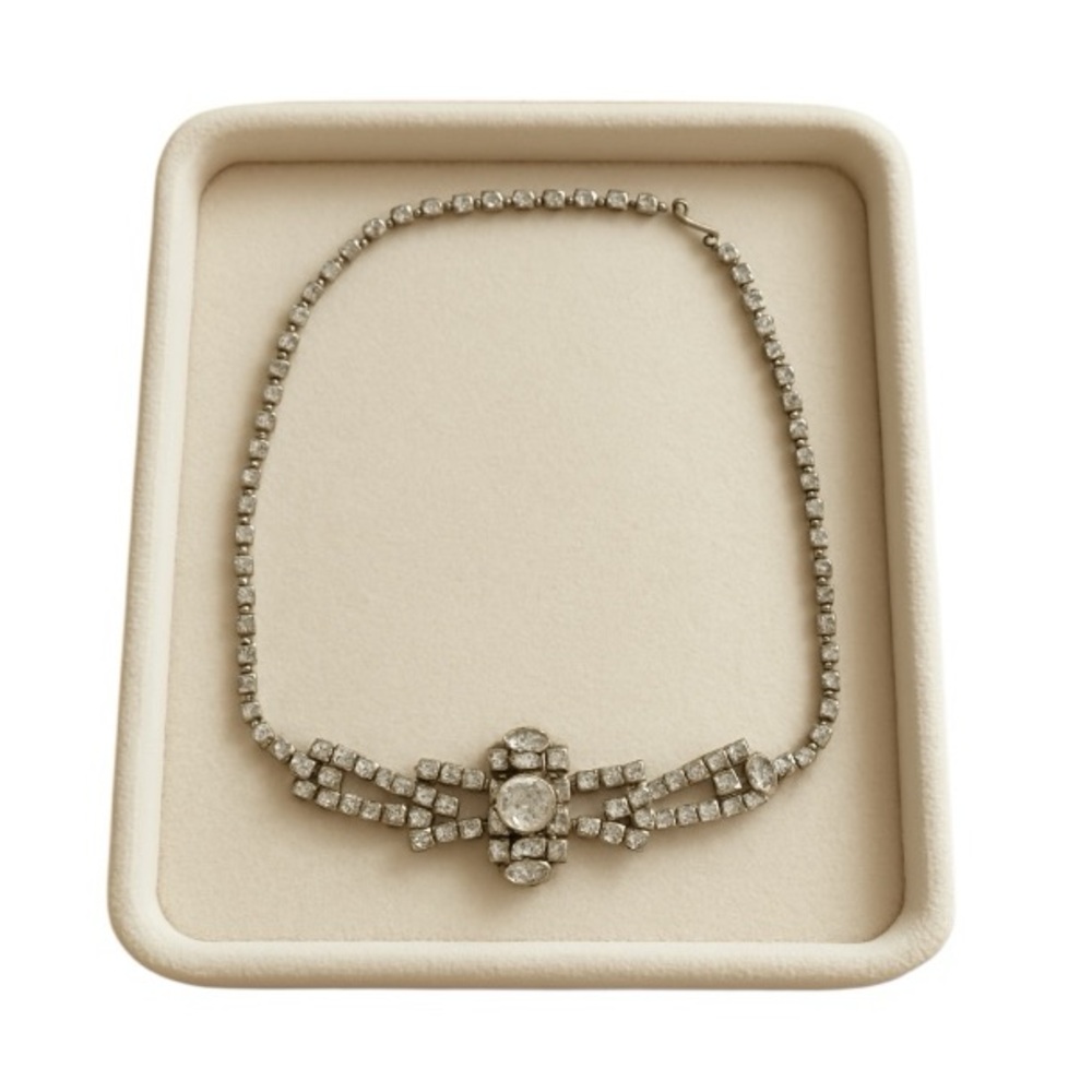 Vintage Rhinestone Choker Necklace | Art Deco Style Crystal Statement Jewelry